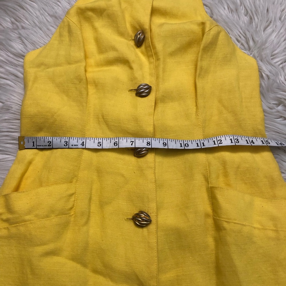 Geary Roark Kamisato Linen Blend Racerback Yellow Sleeveless Button Down Dress 8 - Picture 12 of 13